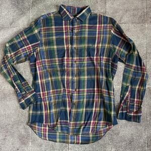 Men's Polo Ralph Lauren Purple Blue Light Plaid Flannel L/S Button Up Shirt Sz L
